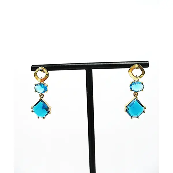 Boucles d'oreilles en verre transparent bleu et turquoise