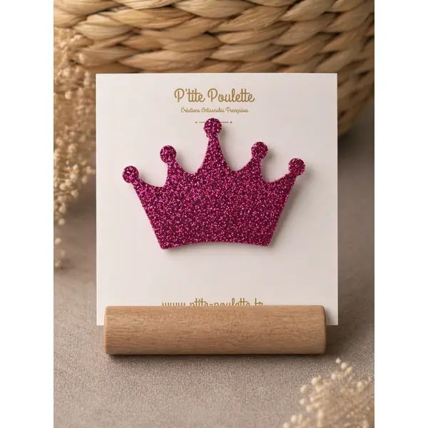 Broche couronne pailletée – bijou fantaisie – accessoire veste pull – création artisanale française