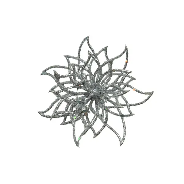 Fleur décorative argentée à clip