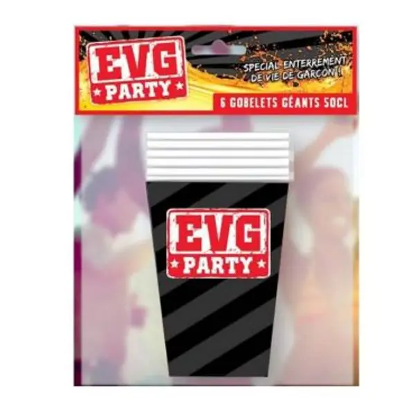 6 Gobelets 50CL - Enterrement de Vie de Garçon
