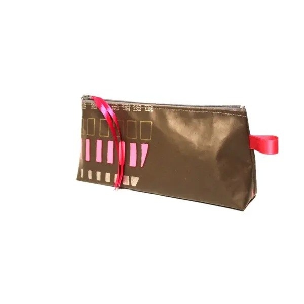 Trousse à crayons marron et rose déstockage