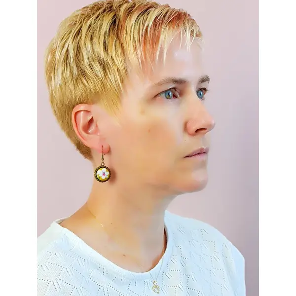 Boucles d'oreilles "fleur" en tissu 40mm