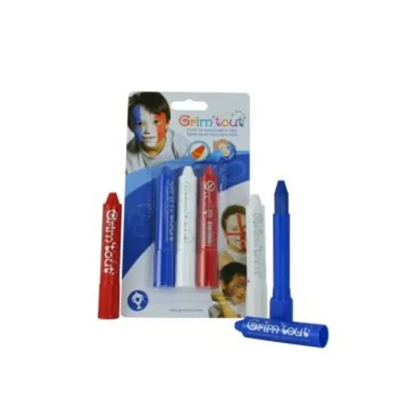 3 Sticks de Maquillage à l'eau - Bleu - Blanc - Rouge