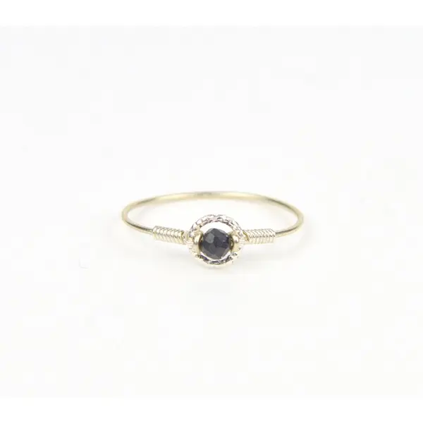 Bague fine en or laminé et tourmaline noire - bague anneau en argent ou en or - bijoux fins