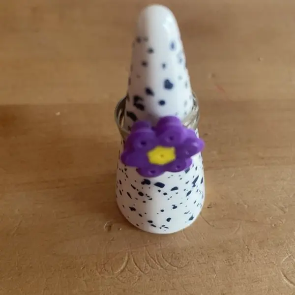 Bague réglable fleur perles hama