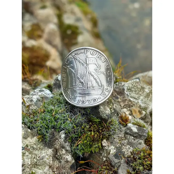 Bague pièce de monnaie 5 escudos portugal