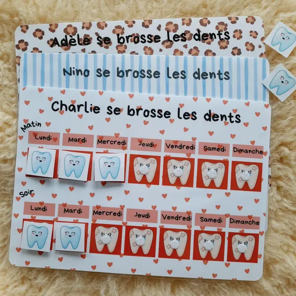 Je me brosse les dents ! tableau de motivation au brossage des dents pour les enfants personnalisable