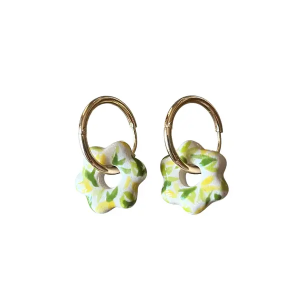 Boucles d’oreilles créoles perle en céramique