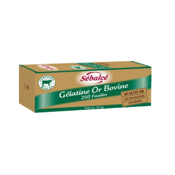 Gélatine bovine en feuilles qualité Or 500 g