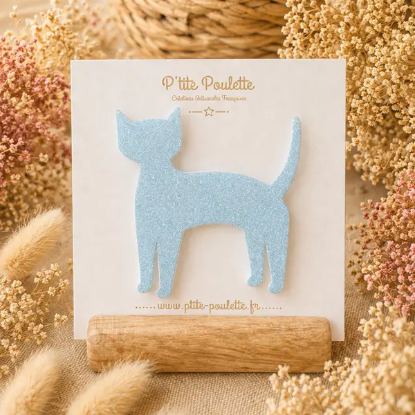 Broche chat pailletée– bijou fantaisie – accessoire veste pull – création artisanale française