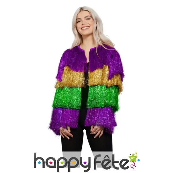 Veste disco colorée à franges pour femme
