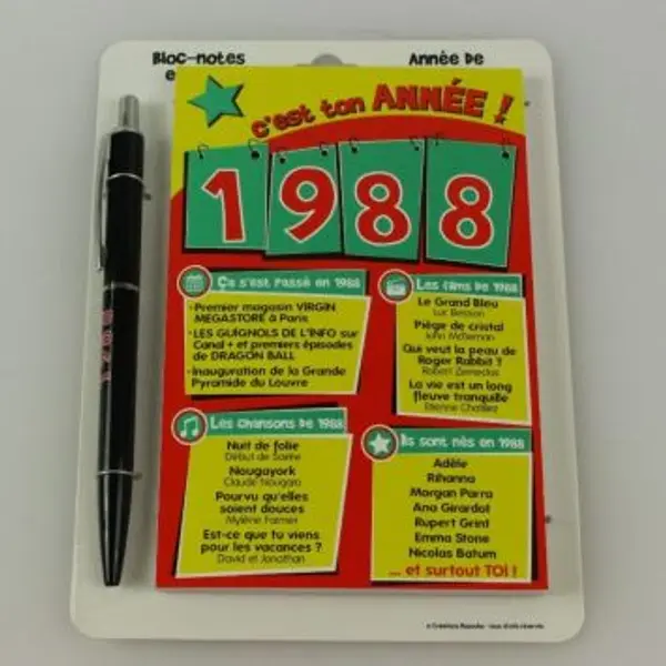 Bloc-notes et Stylo Année de naissance 1971
