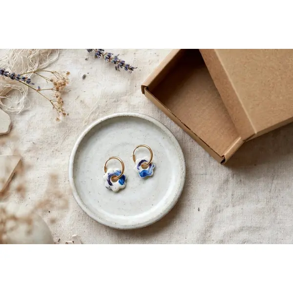 Boucles d’oreilles créoles perle en céramique