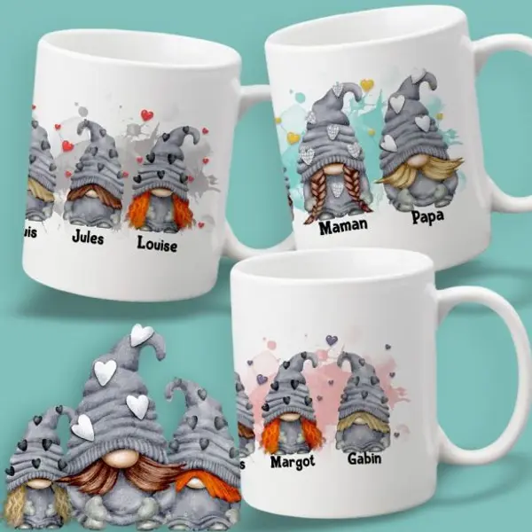 Mug personnalisable "Notre famille" Gnomes