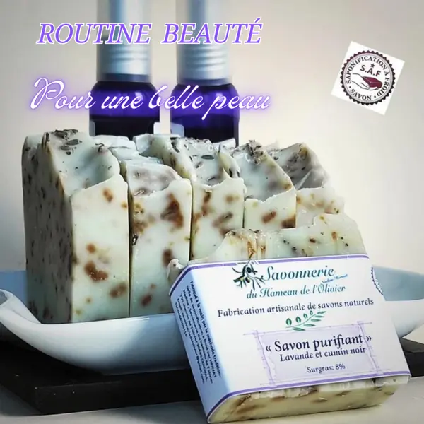 Savon purifiant lavande et cumin noir .