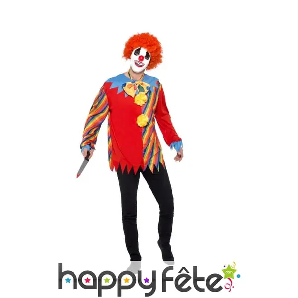 Haut, noeud papillon et masque de clown sinistre