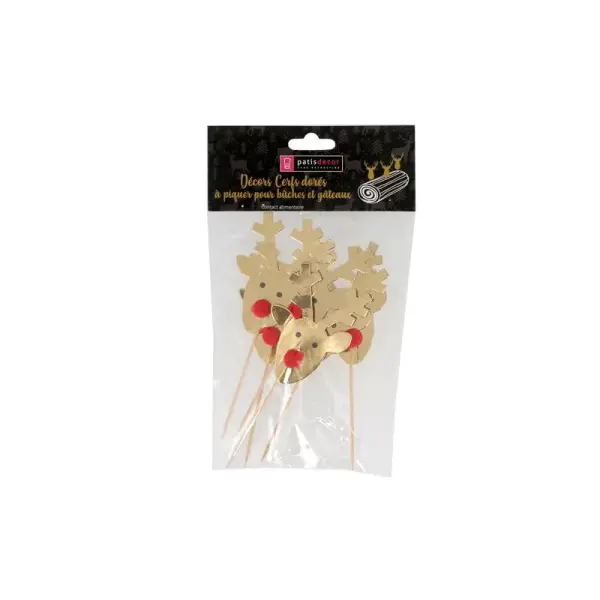 Cupcake Toppers Rennes Dorés (x6)