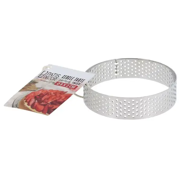 Cercle à tarte perforé inox - Hauteur 2 cm