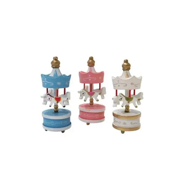 Lot de 3 toppers carrousel rose blanc bleu