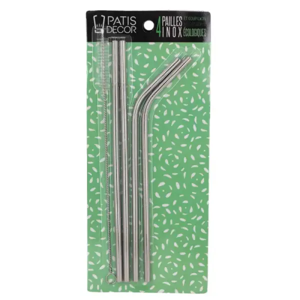 Paille en inox avec goupillon (x4)
