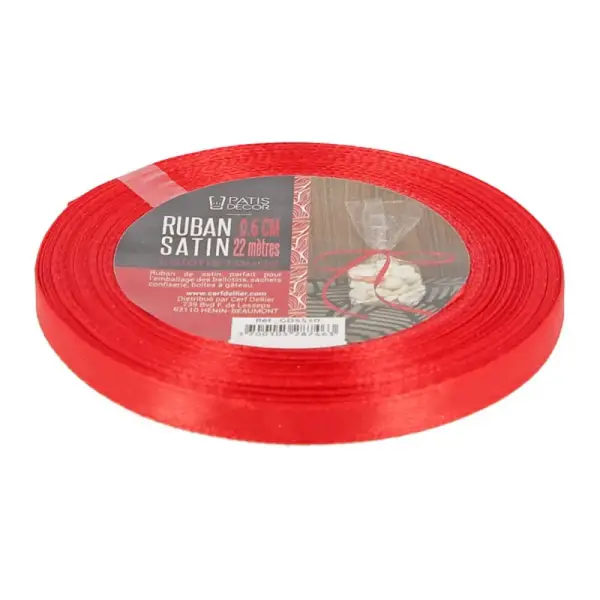 Ruban rouge satiné - 22 m