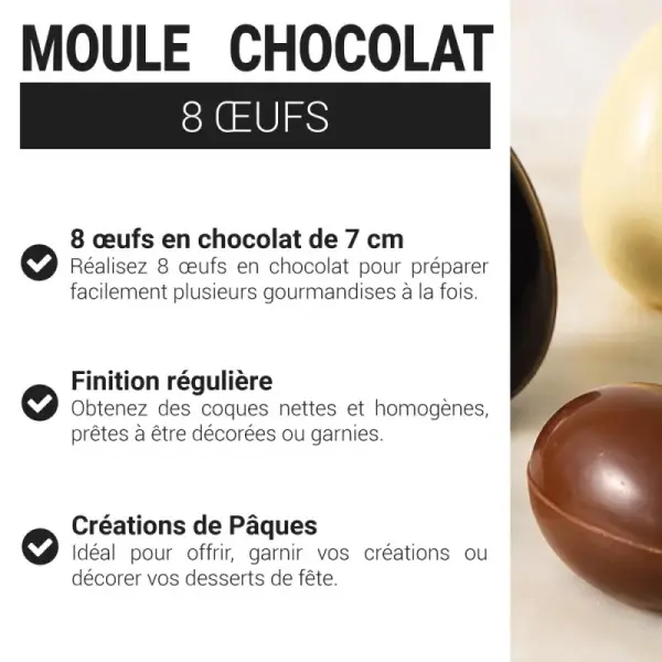 Moule chocolat 8 œufs Patisdécor
