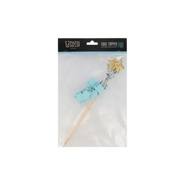 Cake topper bannière anniversaire bleu