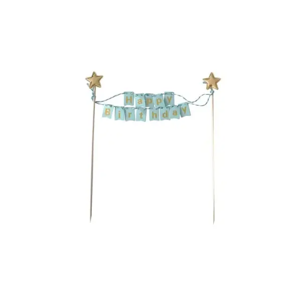 Cake topper bannière anniversaire bleu