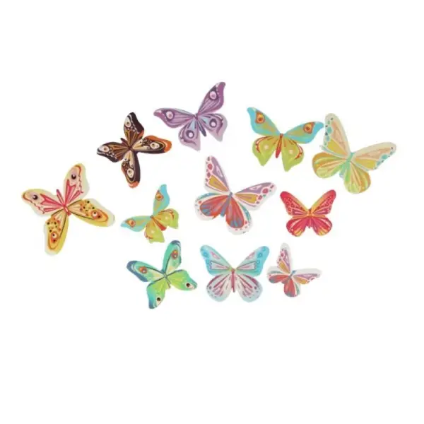 17 Papillons 3D comestibles en azyme assortis