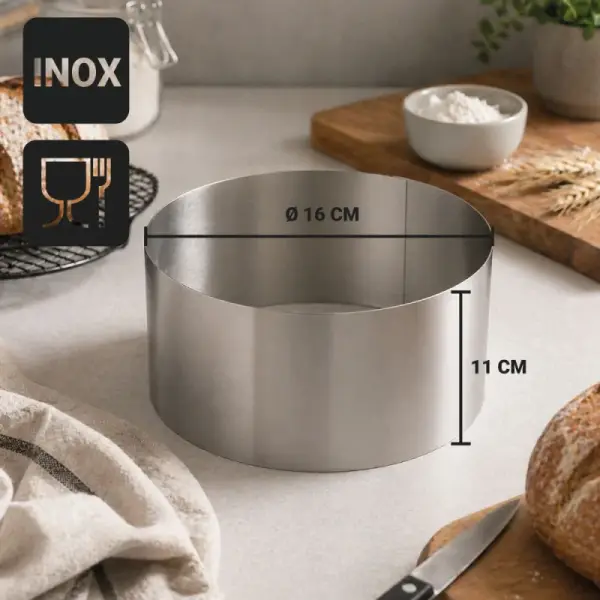 Cercle à pain surprise inox H 11 cm Ø 16 cm