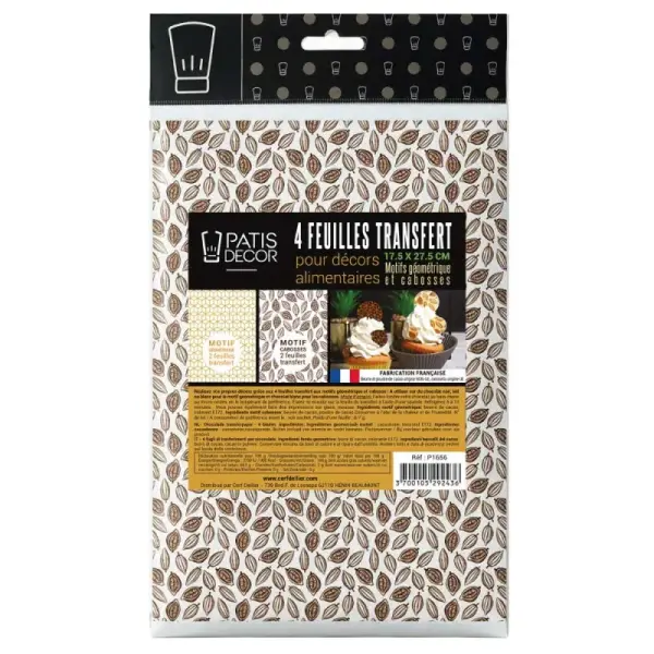 Feuilles transfert cabosses et géométrie assorties (x4)