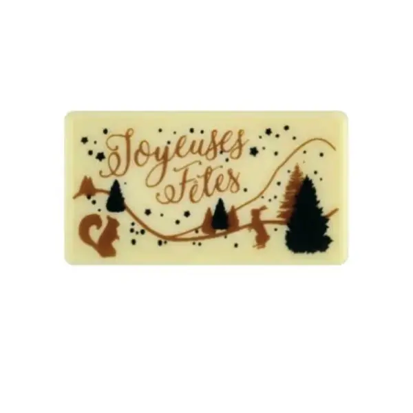 Rectangles chocolat blanc Joyeuses Fêtes (x 64)