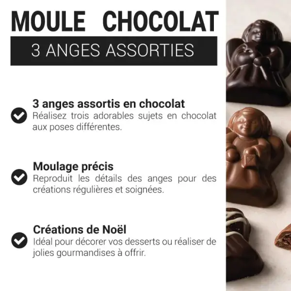 Moule chocolat 3 Anges assortis Patisdécor