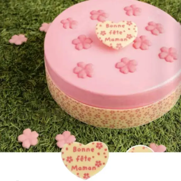 Cœurs chocolat blanc Bonne Fête Maman (x 60)