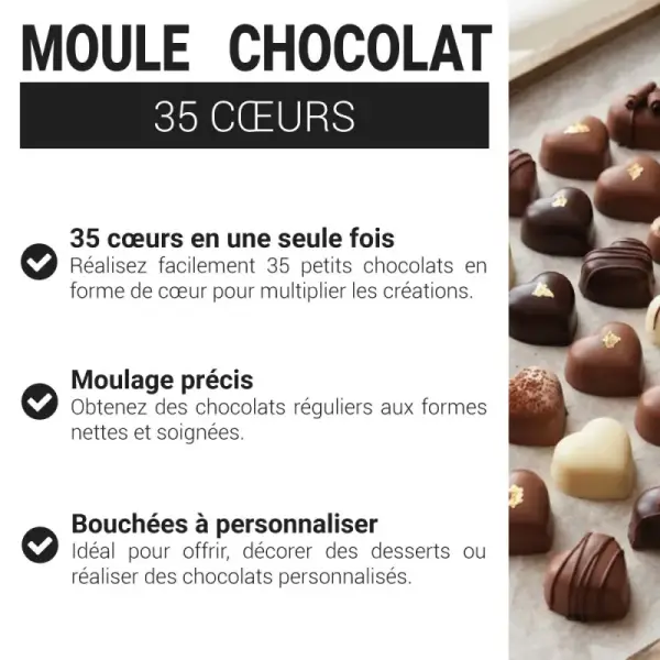 Moule chocolat 35 cœurs