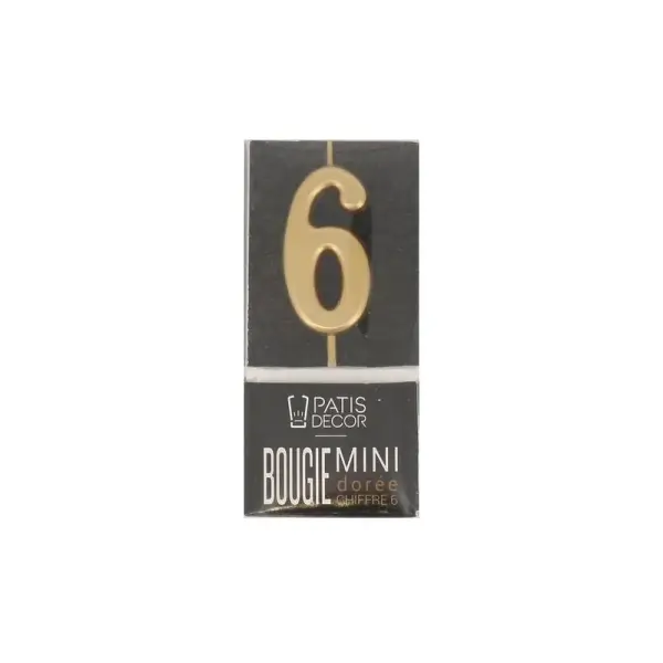 Bougie anniversaire dorée chiffre 6