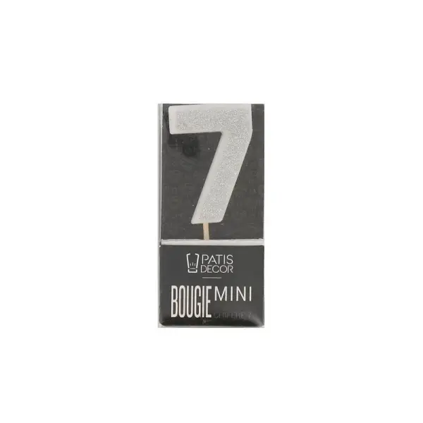 Bougie argentée pailletée chiffre 7