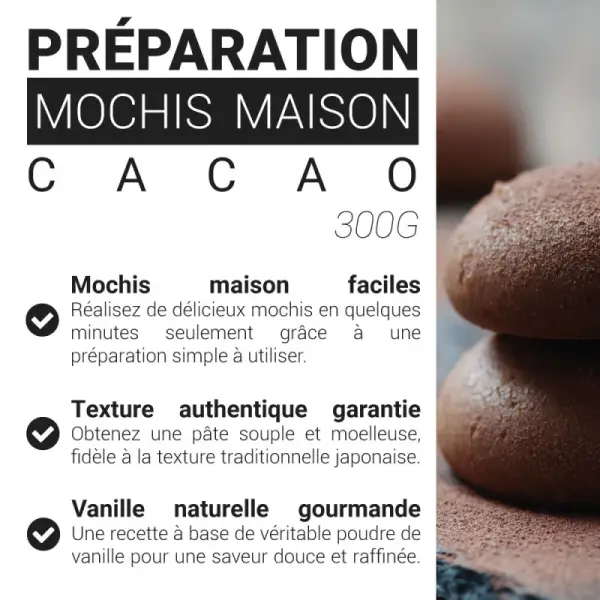 Préparation mochis maison cacao - 300 g - DDM 12/26