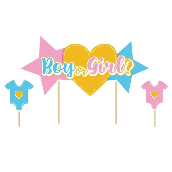 Cake topper assortis thème Gender reveal "Fille ou garçon"