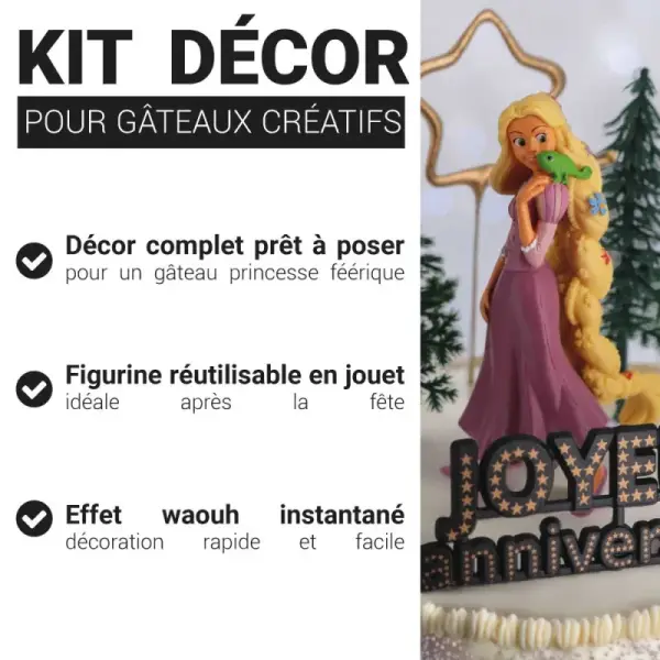 Kit décor gâteau Princesse aux longs cheveux