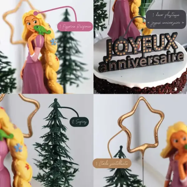 Kit décor gâteau Princesse aux longs cheveux