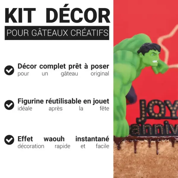 Kit décor gâteau Hulk