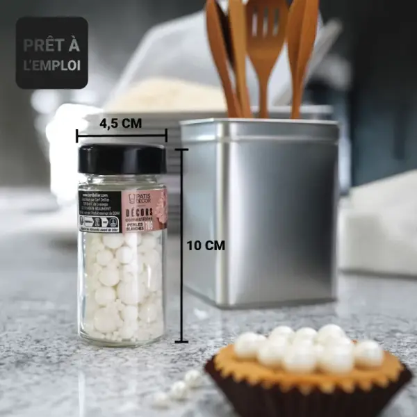 Décors comestibles perles blanches nacrées assorties