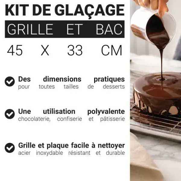 Kit de glaçage grille + bac 45 x 33 cm