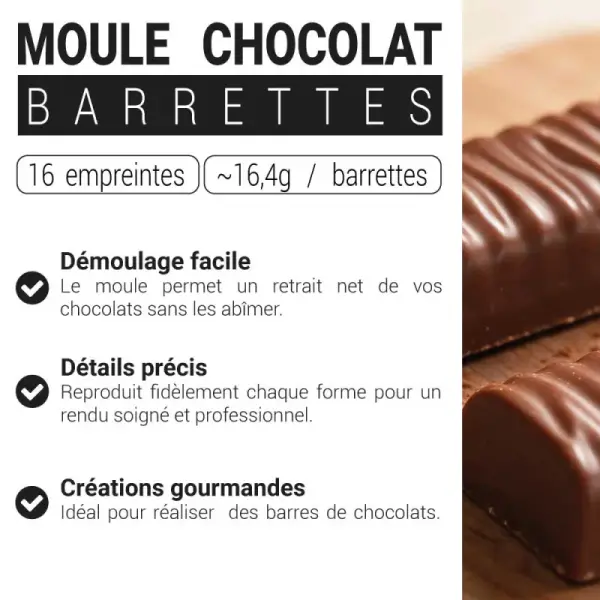 Moule chocolat 16 Barrettes