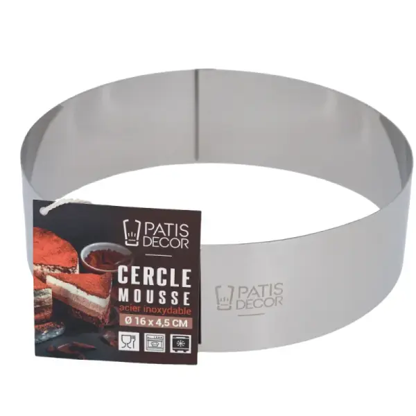 Cercle à mousse inox H 4,5 cm Ø 16 cm