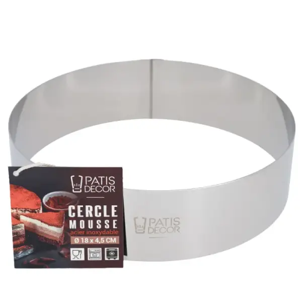 Cercle à mousse inox H 4,5 cm Ø 18 cm