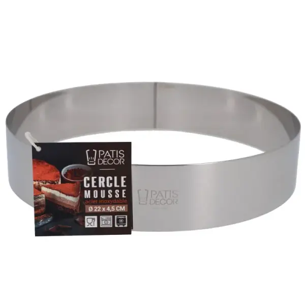 Cercle à mousse inox H 4,5 cm Ø 22 cm