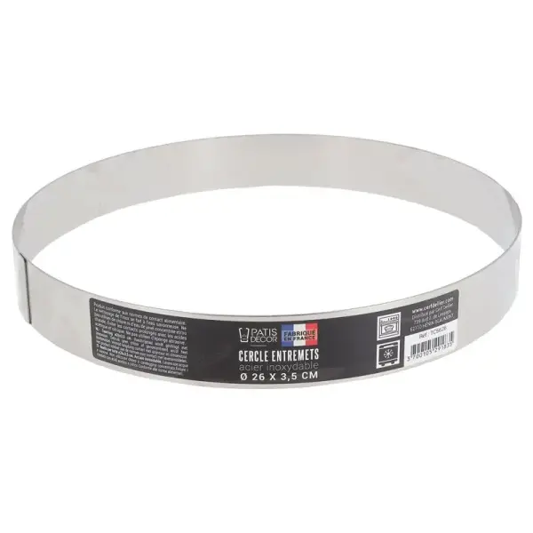 Cercle à entremets inox H 3,5 cm Ø 26 cm