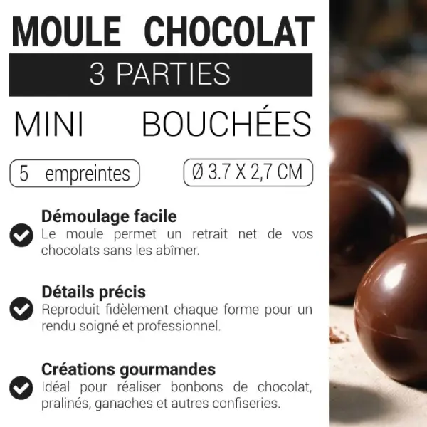 Moule chocolat en 3 parties mini bouchées